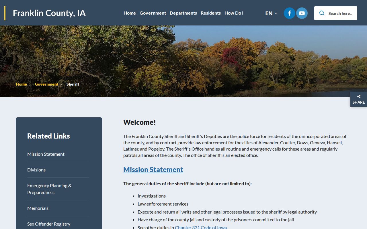 Franklin County Sheriff official contact and service information
