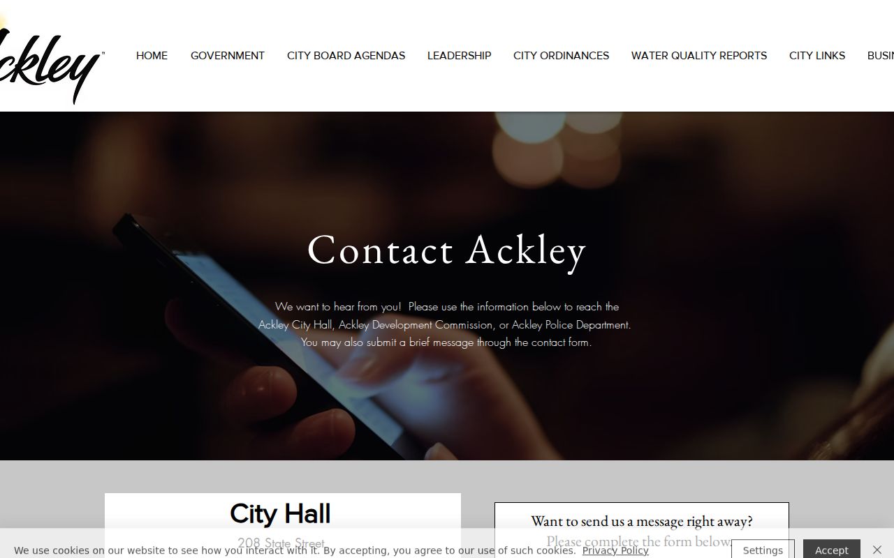 Official Ackley City Hall and police contact information