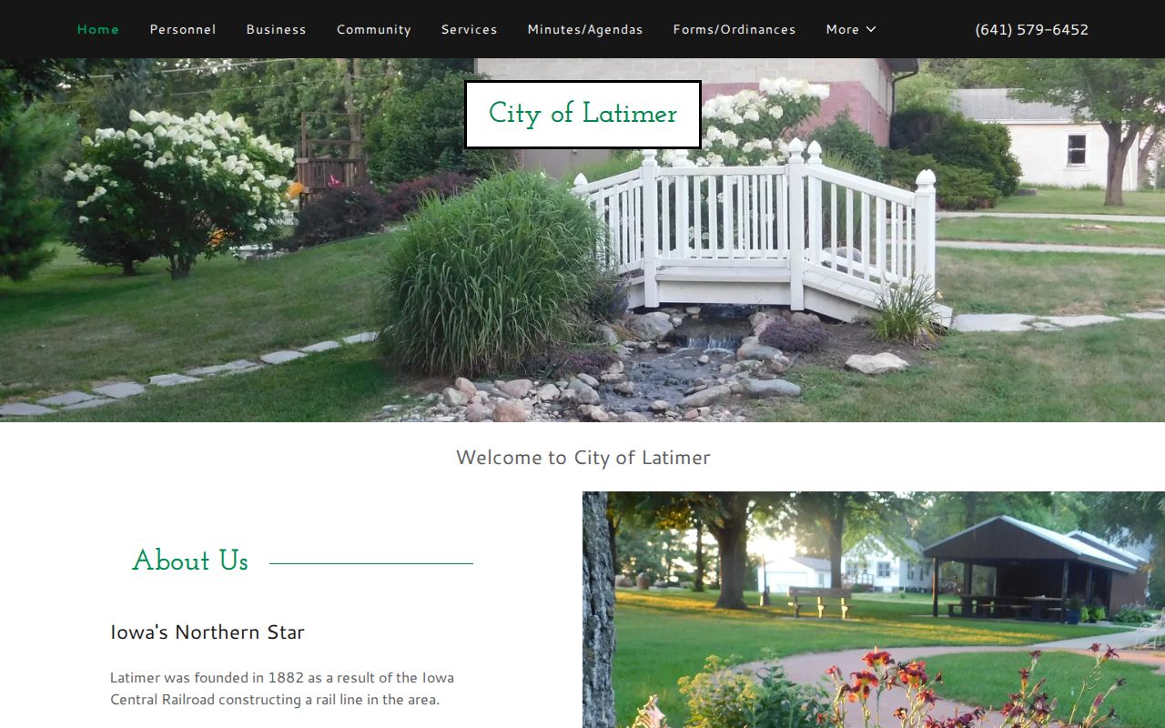 Official Latimer city page with city hall and local contact information